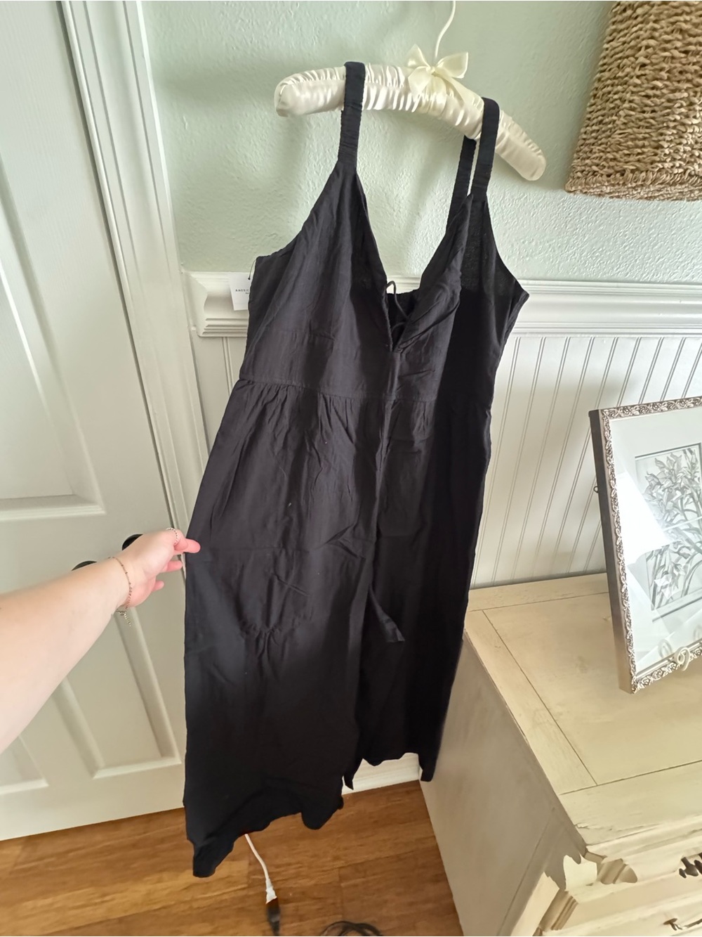 American Eagle Outfitters Black Tie Front Wide Leg Jumpsuit
